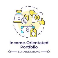 Income-orientated portfolio multi color concept icon. Profit generation, interest rate. Round shape line illustration. Abstract idea. Graphic design. Easy to use in infographic, presentation vector