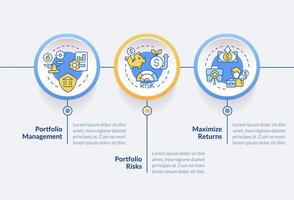 Portfolio organization benefits circle infographic template. Data visualization with 3 steps. Editable timeline info chart. Workflow layout with line icons vector