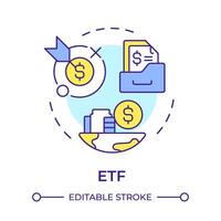 ETF multi color concept icon. Financial diversification, stock market. Finance assets. Round shape line illustration. Abstract idea. Graphic design. Easy to use in infographic, presentation vector