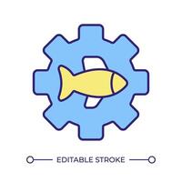 Fisheries management RGB color icon. Regulatory measure, technological advancement. Aquatic ecosystem control. Isolated illustration. Simple filled line drawing. Editable stroke vector