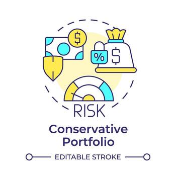 Conservative portfolio multi color concept icon. Low risk, earnings stability. Round shape line illustration. Abstract idea. Graphic design. Easy to use in infographic, presentation vector