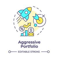 Aggressive portfolio multi color concept icon. Interest rate, asset allocation. Round shape line illustration. Abstract idea. Graphic design. Easy to use in infographic, presentation vector