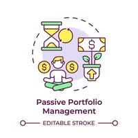 Passive portfolio management multi color concept icon. Long term investment. Income generation, money tree. Round shape line illustration. Abstract idea. Graphic design. Easy to use in infographic vector