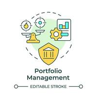 Portfolio management instruments multi color concept icon. Business graphs, investment. Round shape line illustration. Abstract idea. Graphic design. Easy to use in infographic, presentation vector