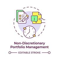 Non-discretionary portfolio management multi color concept icon. Index fund, capitalization. Round shape line illustration. Abstract idea. Graphic design. Easy to use in infographic, presentation vector