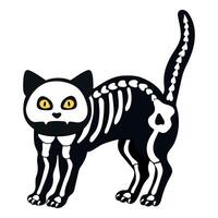 Skeleton cat isolated on a white background. Spooky concept. illustration vector