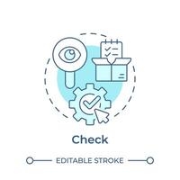 Check soft blue concept icon. Quality management system. Performance analysis. Round shape line illustration. Abstract idea. Graphic design. Easy to use in infographic, presentation vector