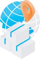 Box package and globe location delivery vector