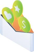 Notification of liking content and payment in the envelope vector