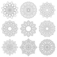 9 Set Simple Quality Mandala For Coloring book Design vector