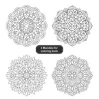 4 Best Quality Simple Mandala Design For colouring Book vector