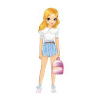 Girl in blouse with collar and shorts vector