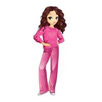 Girl in bright evening pink trouser suit vector