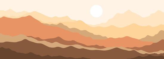 landscape background.wall art . Foliage line art drawing with abstract shape. vector