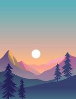 landscape background.wall art . Foliage line art drawing with abstract shape. vector