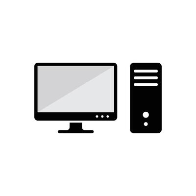Desktop Computer icon. PC icon design isolated on a white background.