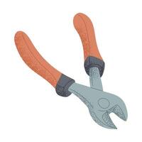 Flat hand drawn pliers tool illustration. drawing of useful tool isolated on white background. Repairing and Sustainability, upgrade concept vector