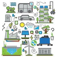 Renewable Energy, Eco Energy element and component collections vector