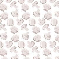 Seamless pattern champignons set. Whole and slice button mushroom. Food and cooking concept can be used for menu, posters, logo. illustration vector