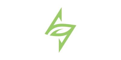 logo design combination of lightning and leaves, energy, nature, flash. logo design template, icon, symbol, , creative, idea. vector
