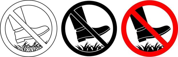 Do not step on grass sign set vector