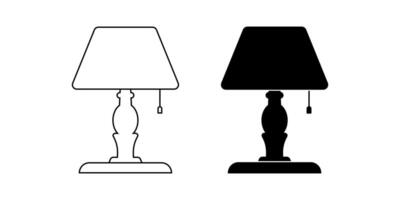 table lamp with lampshade icon set vector