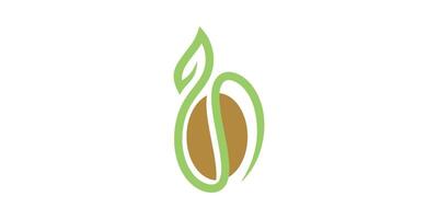 logo design of coffee beans and leaves, nature, organic. logo design template, icon, symbol, , creative, idea. vector