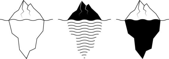 outline silhouette iceberg icon set vector