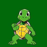 a cartoon turtle with a green background vector