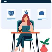 student choosing online course vector