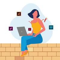 girl joining designing course illustration vector