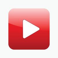 Red glossy play button on white vector