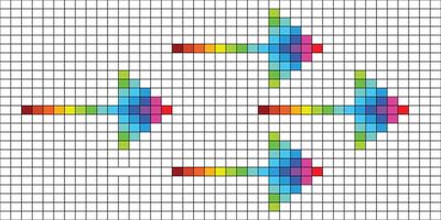 Arrow rainbow design. Arrow direction pointer multi color point to the right. vector
