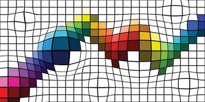 Rainbow square geometric grid pattern. Zigzag composition bolted square pattern for background design. vector