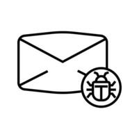 envelope with bug, illustration of malicious mail, malware, spam mail and phishing icon vector
