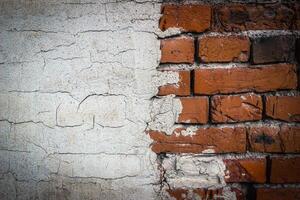 brickwork texture with plaster elements photo