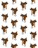 Seamless pattern of sketch cowboy saddle vector