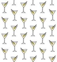 Seamless pattern of sketch martini cocktail vector