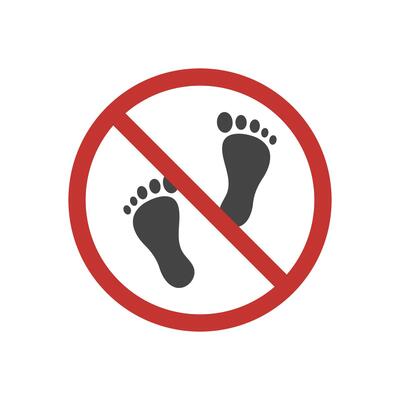 No Entry informational sign. Do not enter. Human Footprint Prohibition. illustration