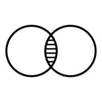 Intersecting circles and common area icon. vector