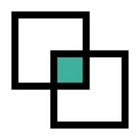 Intersecting squares and common area icon. vector