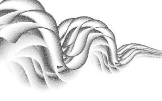 Fluid swoosh wave abstract background with stipple noise dot effect, grainy texture pattern vector