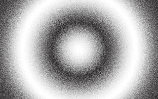 Radial gradation overlay with noise dots stipple halftone background, circular grainy texture pattern vector