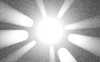 Spotlight rays with noise dots stipple halftone background, radial ray grainy texture pattern vector