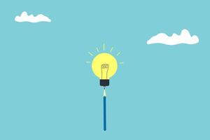 Minimal idea creativity inspiration concept. Business creativity and inspiration concepts with lightbulb and pencil. motivation for success.think big ideas vector