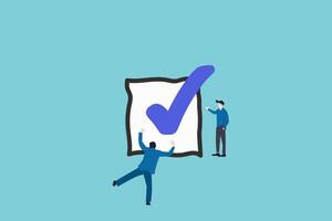 business people celebrate after finish completed checkmark. concept of complete task, project done, checklist. vector