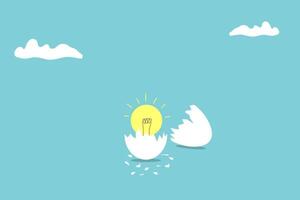 Broken egg the and lamp is pulled out. vector