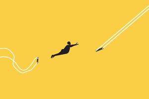 Ambition concept with businessman jump to get Success. achievement and motivation business symbol vector