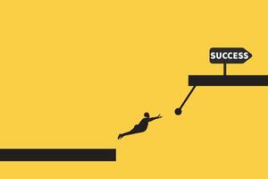 Ambition concept with businessman jump to get Success. achievement and motivation business symbol. vector