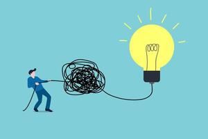 businessman untangle messy line or simplify problem. Simplify complex business idea vector